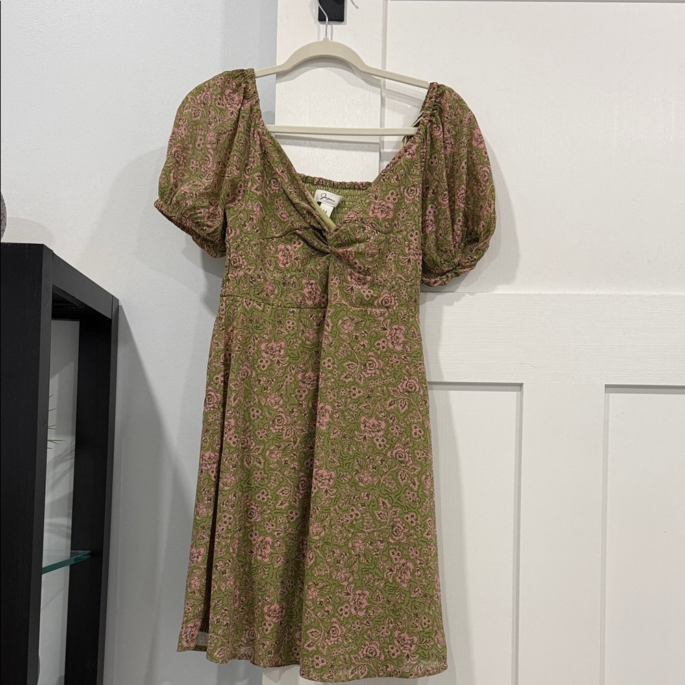 Japna Olive Floral Mini Dress